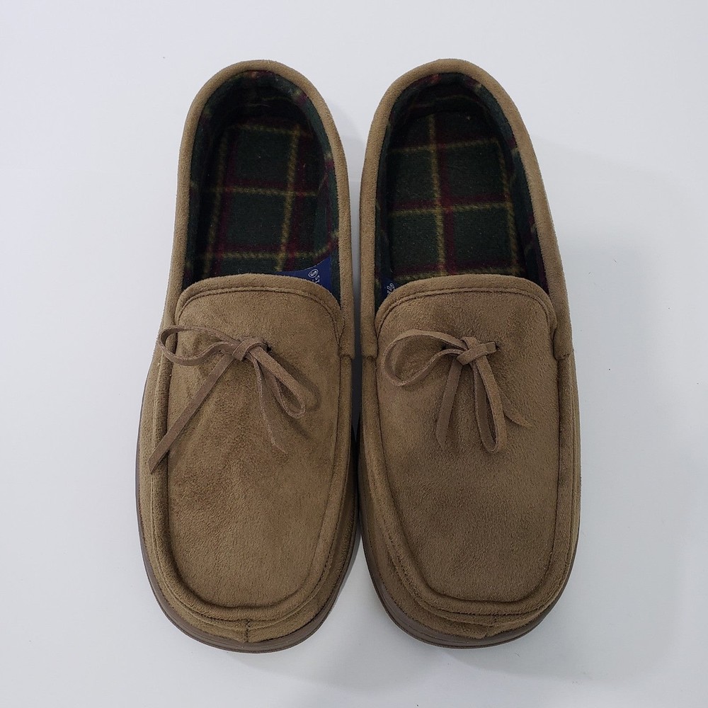 Stafford Men's Tan Slippers with Memory Foam, Size Large (9,5 - 10,5)